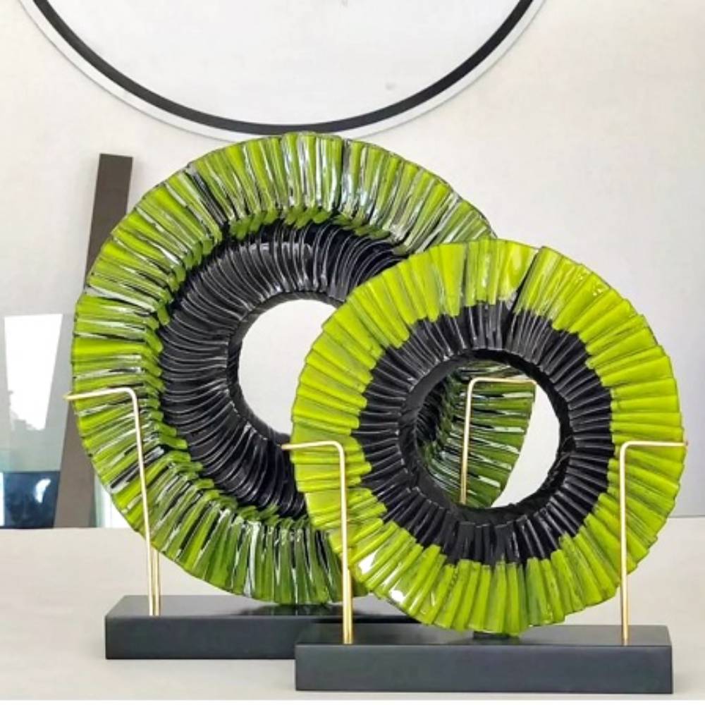 Füzyon Cam Disk 22cm Yeşil Siyah K2182