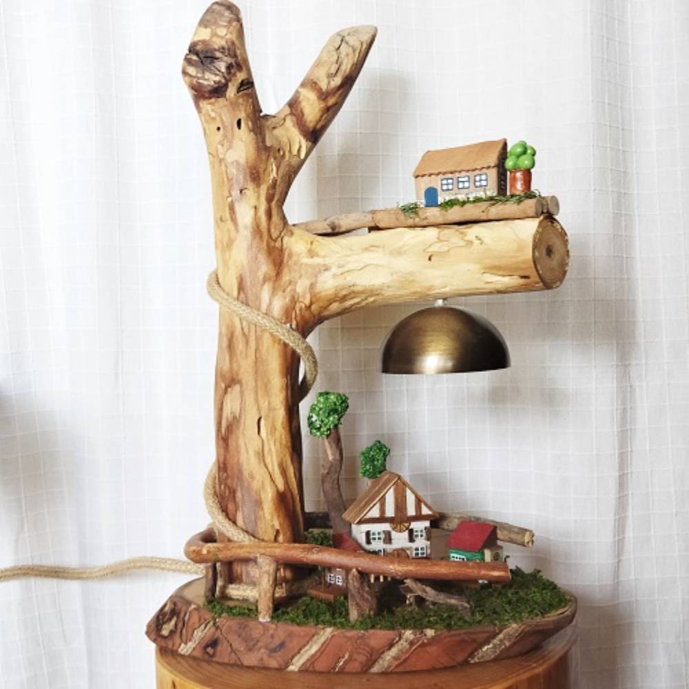 Doğal Ağaç Abajur K2502