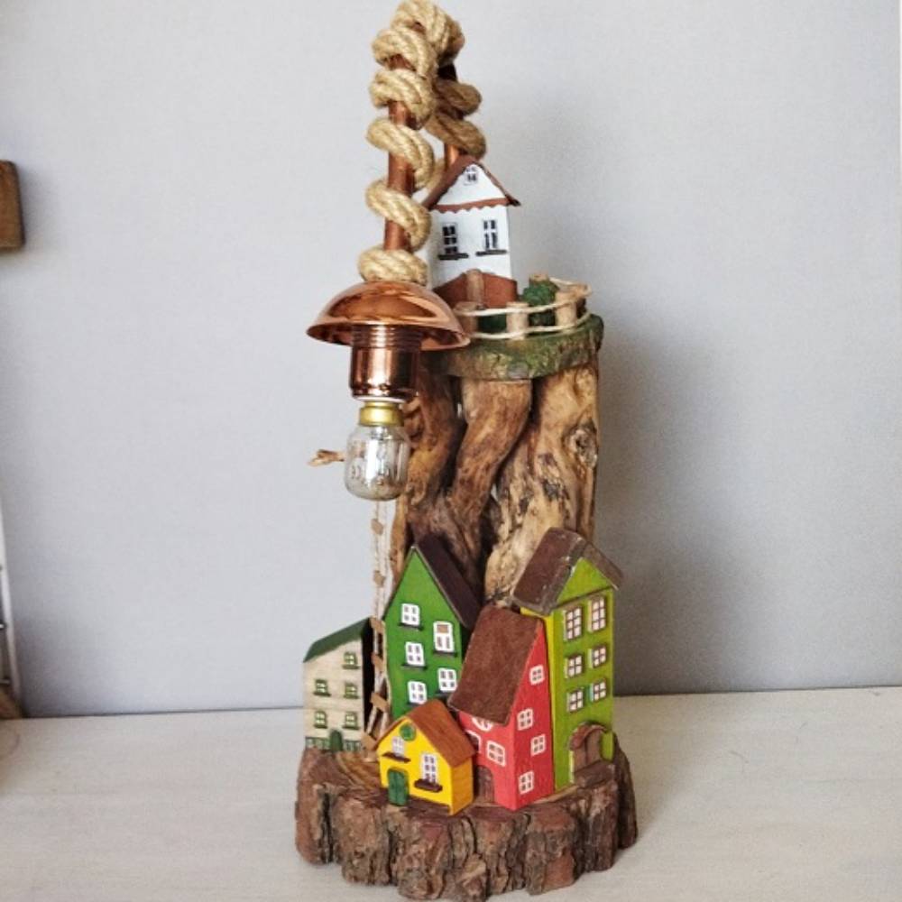 Doğal Ağaç Köşe Lambası K2169